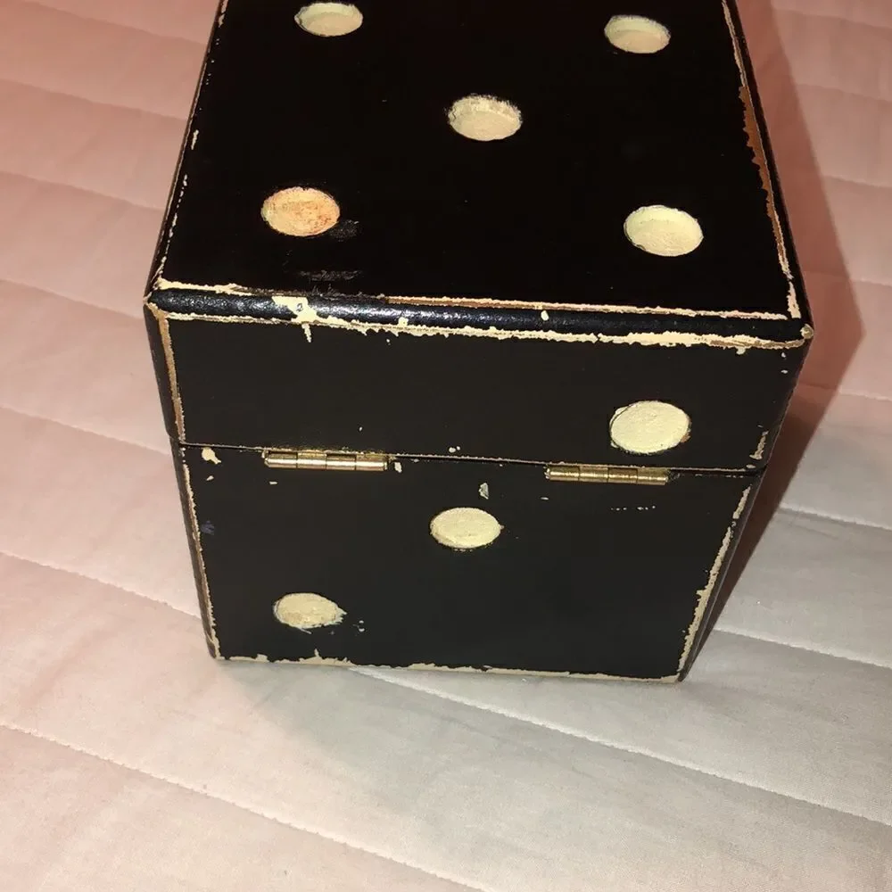 Dice Cube Black Ivory Shabby Shic Wooden Trinket Keepsake Box